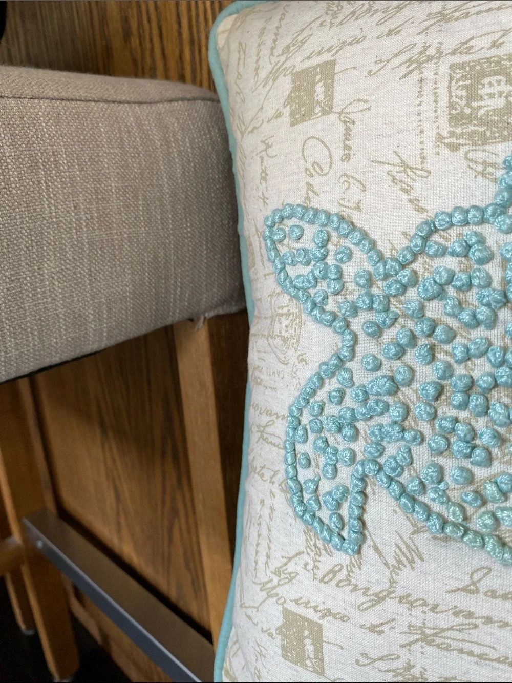 Pier 1 Imports Embroidered “Sea Turtle” Throw Pillow